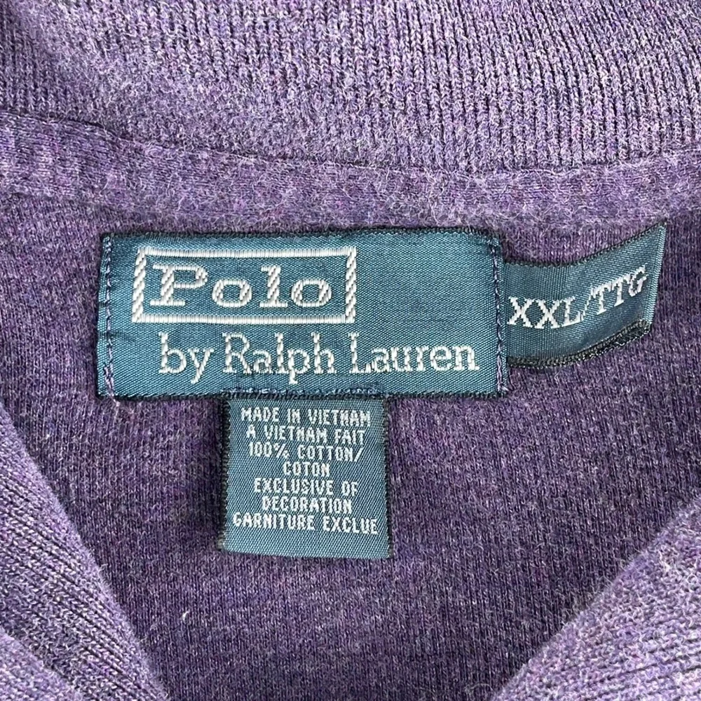 VTG Polo Ralph Lauren Sweatshirt Men XXLT Purple Green Shawl Collar Pullover Y2K